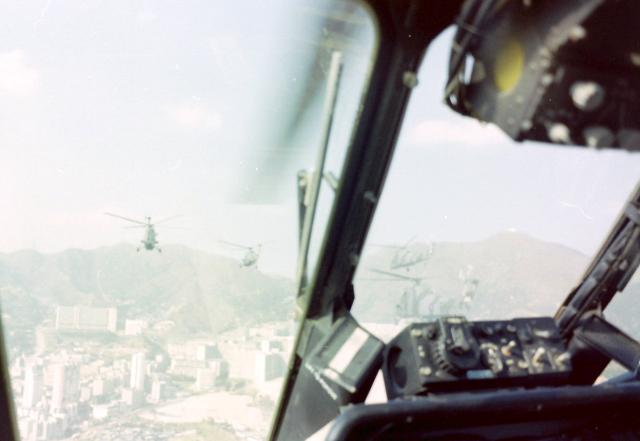 Wessex helicopters in flight