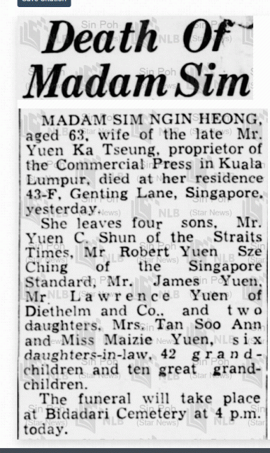 Death of Madam Sim