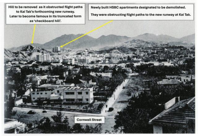 Kowloon Tong HSBC flats to be removed + adjacent hill circa 1957