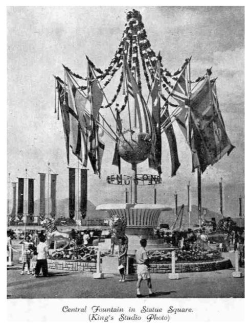 Queen Elizabeth's coronation display Statue Square 1953