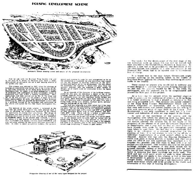 Yau Yat Chuen proposed estate development 1950
