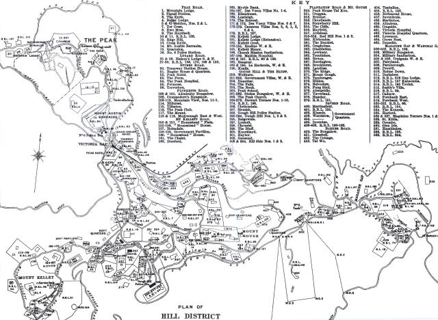 1924 Map of Peak- Listing KNOCKLAYD in Key as 300 The Peak but NOT shown on map