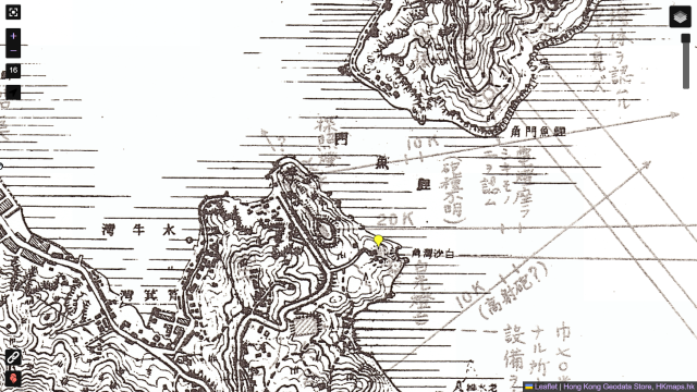 Japanese Map 1939 shown Pak Sha Wan Battery profile and Gun Range