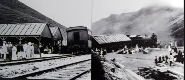 A Kitson 2-6-4 tank engine heads to the opening day at Lowu station at the British Boundary
