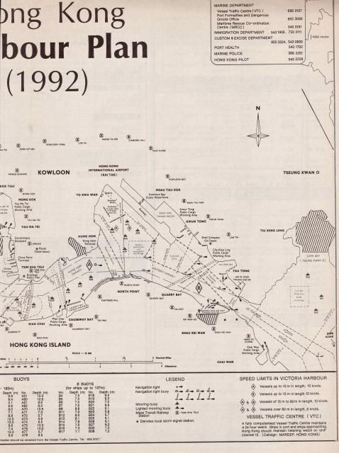 Hong Kong Port Map Eastern Harbour 1992