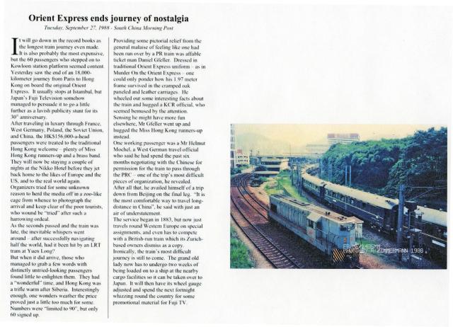 Orient Express visits Hong Kong