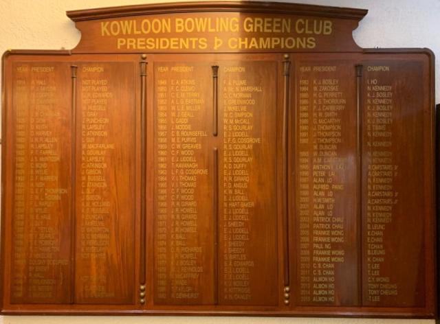 Kowloon Bowling Green Club Presidents & Champions