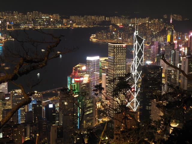 Victoria Harbour at night, 2026