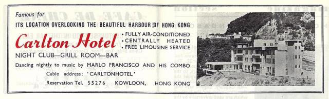 Carlton Hotel advert 1958