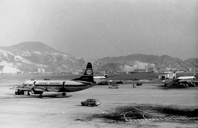 Cathay Pacific Lockheed Electra L-188 VR-HFN Kai Tak 1960's