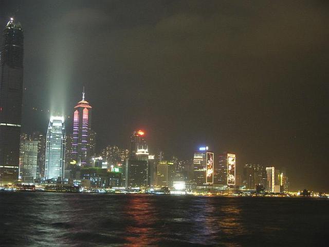 2002 - Hong Kong Island waterfront at night