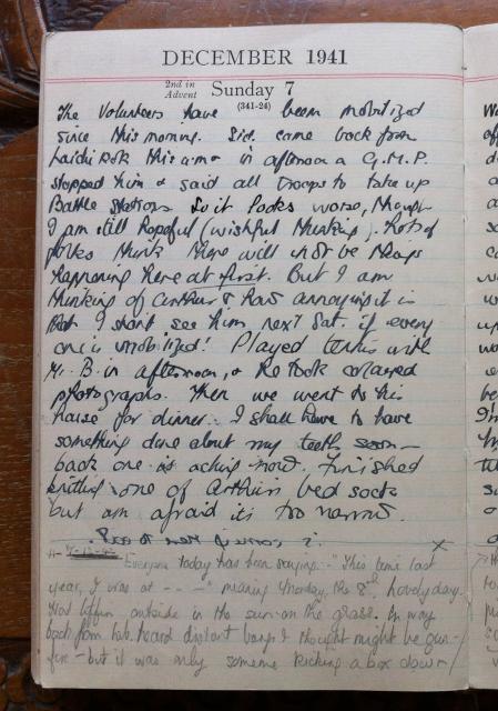 Barbara Anslow's diary for 7 Dec, 1941