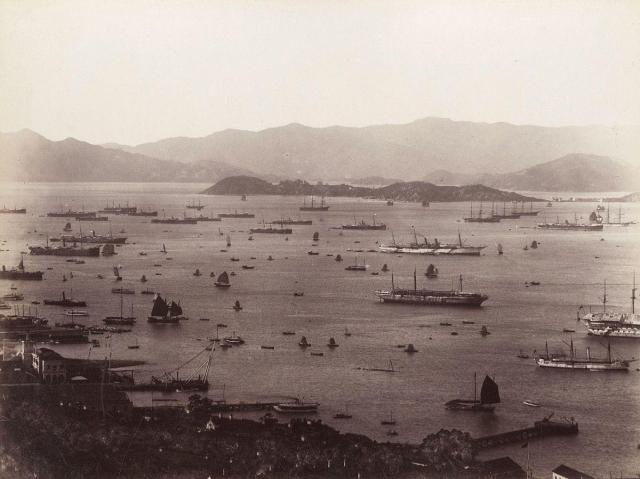 Hong_Kong,_Entrance_to_the_port_by_Lai_Afong_c1890s.