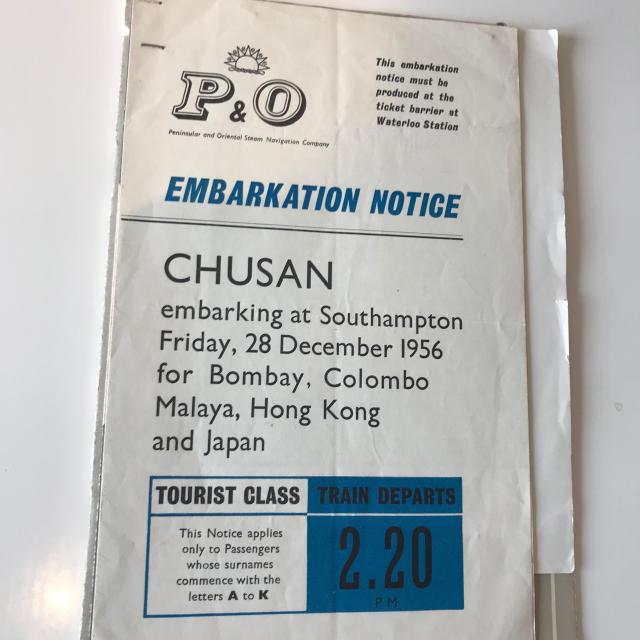 Embarkation notice December 1956