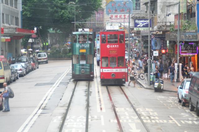 Trams on Johnston Road near Hennessy Road