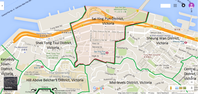 Map of Sai Ying Pun District, Victoria, Hong Kong