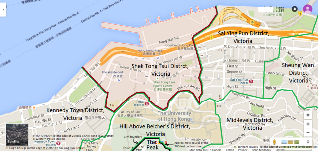 Map of Shek Tong Tsui District, Victoria, Hong Kong