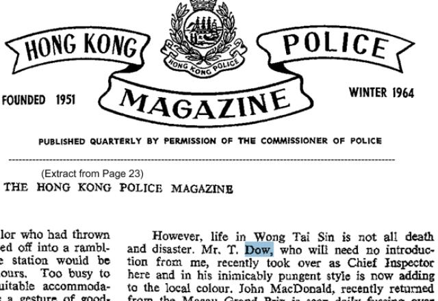 Hong Kong Police Officer C,I.P. Tommy Dow