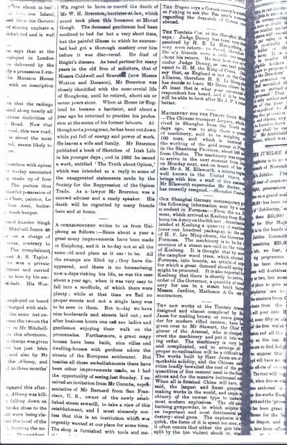 William Henry Brereton  obituary China Mail 24 Oct 1887