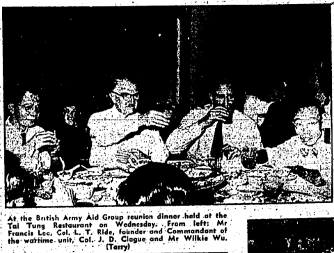 British Army Aid Group reunion dinner, The China Mail page 9 10th October 1953