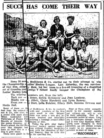 champions ladies hockey league kgv the china mail pag 7 7th april 1953