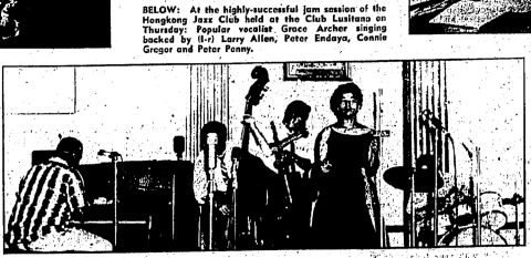 Hong Kong jazz club performing at Club Lusitano Grace Archer vocalist The China Mail page 11 15th August 1959