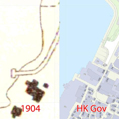 Comparison of Sam Ka Tsuen, 1904 vs HK Gov map