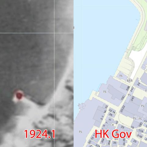 Comparison of Sam Ka Tsuen, 1924 aerial survey vs HK Gov map