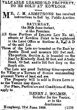 1888 Advertisement - Sale of (K). I. L. 441