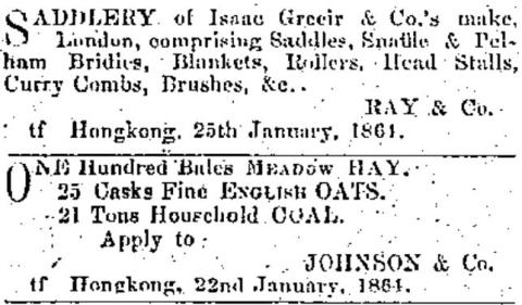 1864 Advertisements - Saddlery & Meadow Hay