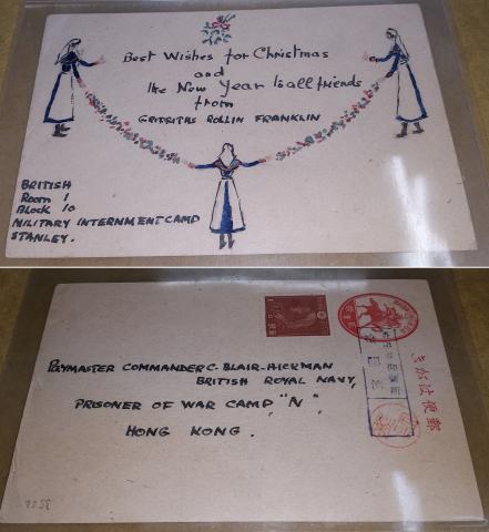 Miss Olga H. Franklin, Prisoner of War handmade Christmas Card to POW Camp 'N'