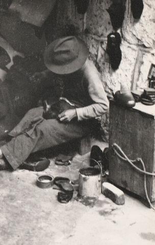 street cobbler at sham shui po 1954