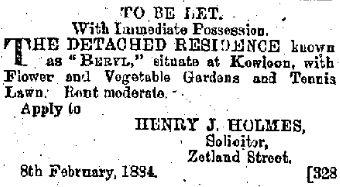1884 "To Let" - Beryl, TST
