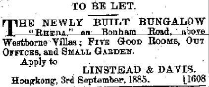 1885 "To Let" - Rheda, Bonham Road