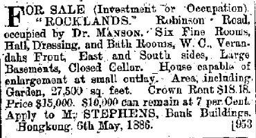 1886 "For Sale" - Rocklands