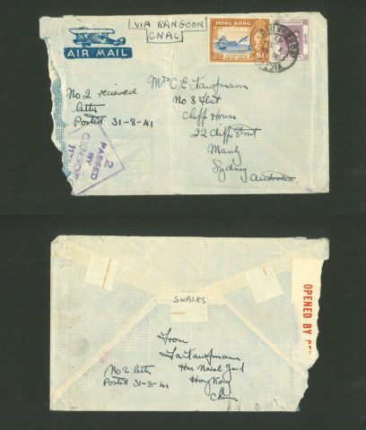 A letter from Mr. F.A. Kaufmann to Mrs. C.E. Kaufmann during WWII (01-09-1941)