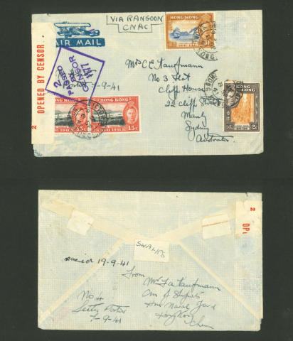 A letter from Mr. F.A. Kaufmann to Mrs. C.E. Kaufmann during WWII (08-09-1941)