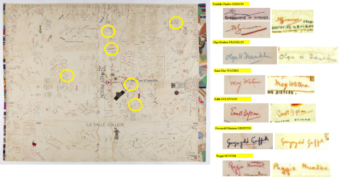 Matching signatures found on Olga Franklin's embroidery and Day Joyce sheet