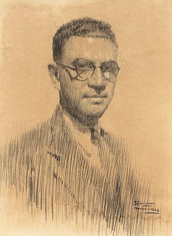 Jack Braga, 1937. Pencil drawing by Fausto Sampaio, National Library of Australia