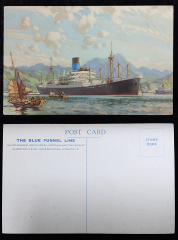 Postcard of the Blue Funnel Line, Alfred Holt & Co. by Mr. Walter Thomas