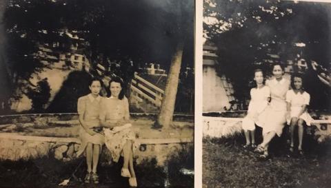 Belle with Gladys, Helen and Dorothy Coates at The Repulse Bay Hotel, 1939 