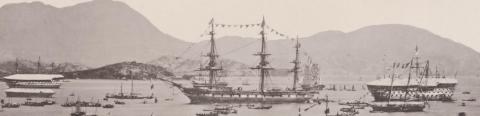 HMS Galathea plus three receiving ships 1869
