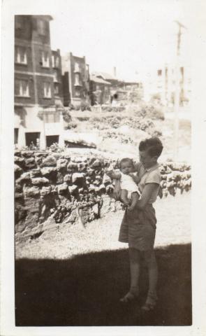 Reg Martin age 12 with baby Geoff Wellstead, Sydney 1943