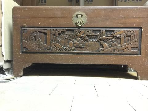 Front of old camphor wood chest