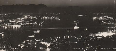 nighttime from the peak towards kowloon 1954 
