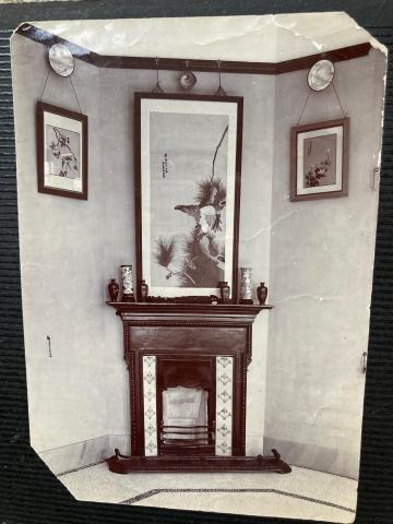 the towers fire place in reception room