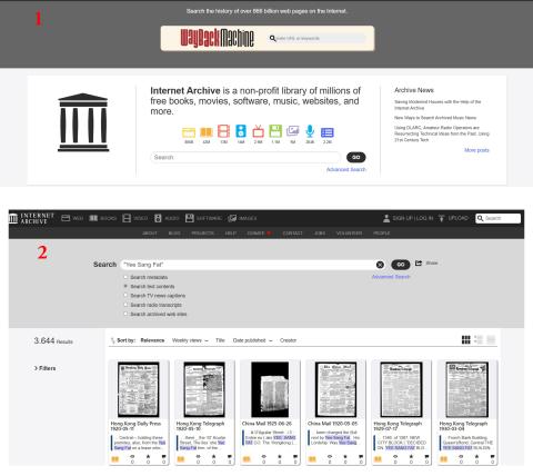 Searching in Old Hong Kong newspapers using the Internet Archive 1