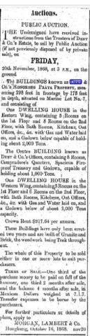 Auction/sale of Dent & Co's. properties in November1868