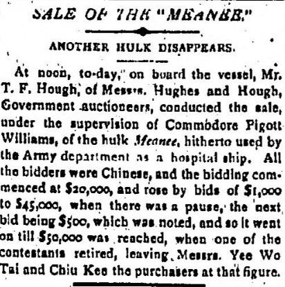 SALE OF THE "MEANEE" 1906