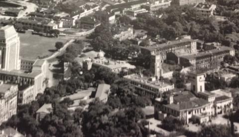 PWD Offices center left, Colonial Secretary's Office, lower center, Government House lowerright